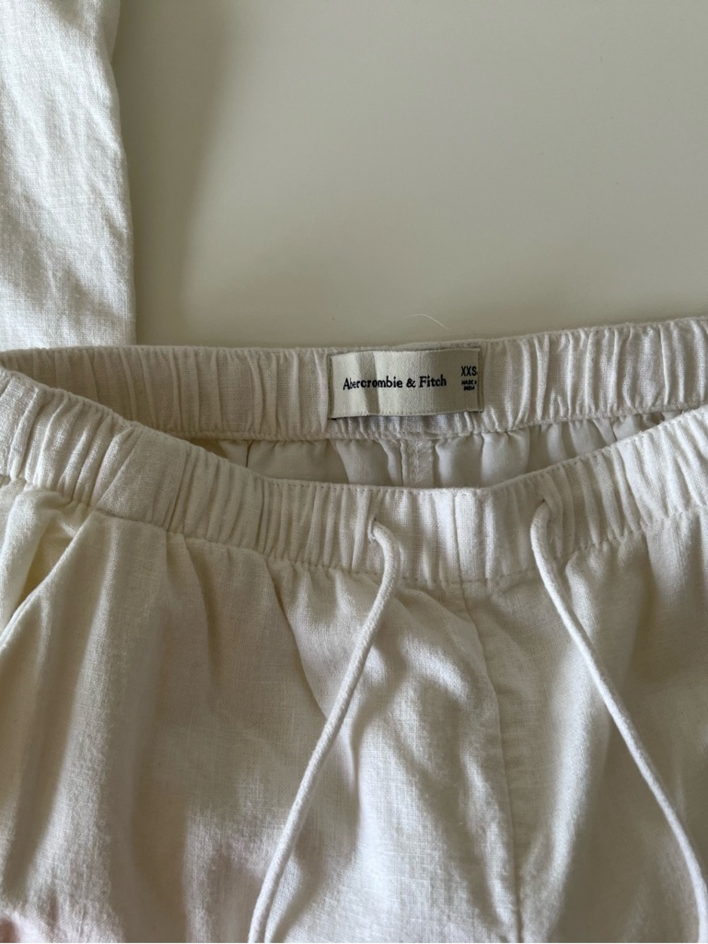 NWOT Abercrombie & Fitch A&F Linen-Blend Pull-On wide leg pant white XXS - Picture 9 of 9